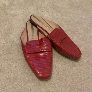 Zara red snake skin slides